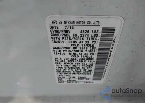 2014 Nissan Rogue Select S z USA, uszkodzony, nr VIN JN8AS5MV7EW720955